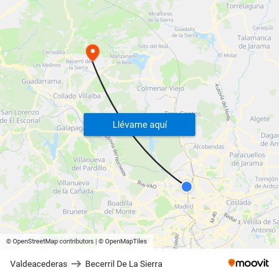 Valdeacederas to Becerril De La Sierra map
