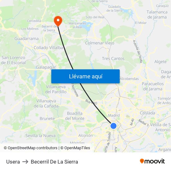 Usera to Becerril De La Sierra map