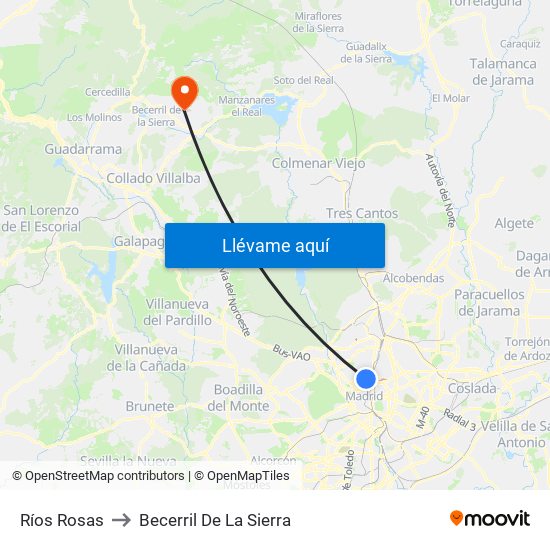 Ríos Rosas to Becerril De La Sierra map