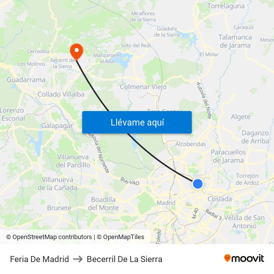 Feria De Madrid to Becerril De La Sierra map