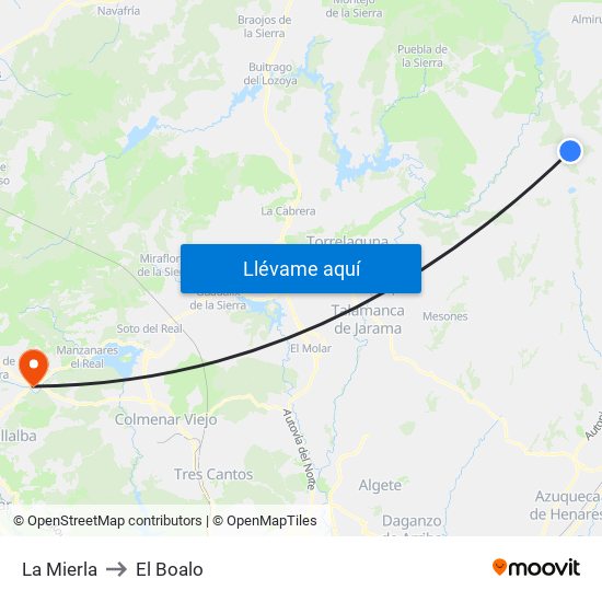 La Mierla to El Boalo map