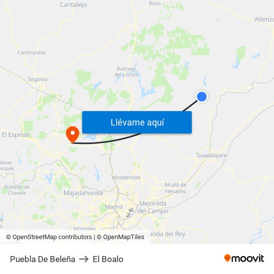 Puebla De Beleña to El Boalo map