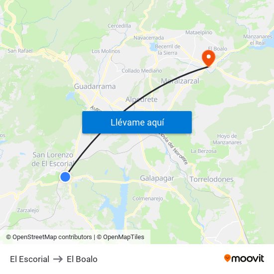 El Escorial to El Boalo map