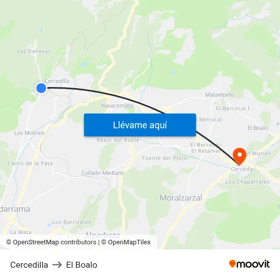 Cercedilla to El Boalo map
