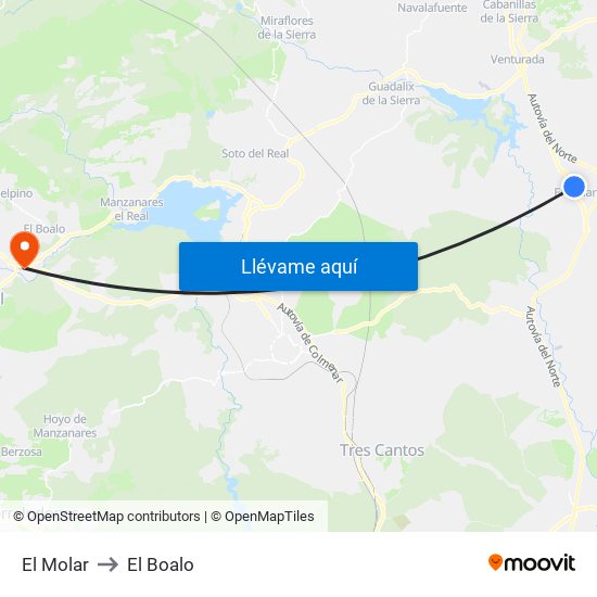 El Molar to El Boalo map