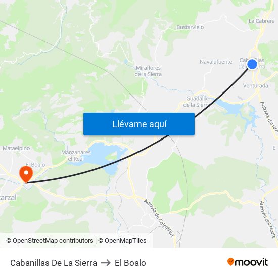 Cabanillas De La Sierra to El Boalo map