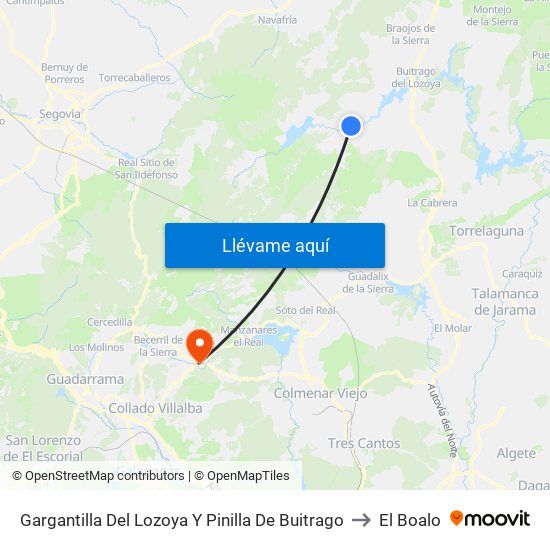 Gargantilla Del Lozoya Y Pinilla De Buitrago to El Boalo map