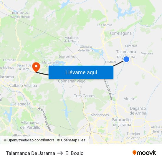 Talamanca De Jarama to El Boalo map
