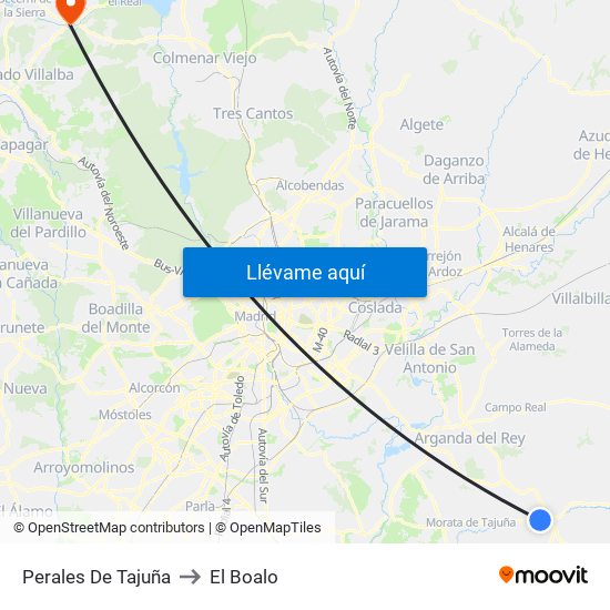 Perales De Tajuña to El Boalo map