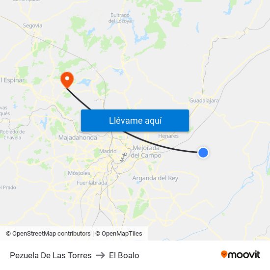 Pezuela De Las Torres to El Boalo map