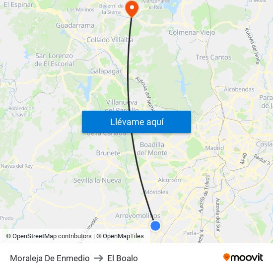 Moraleja De Enmedio to El Boalo map
