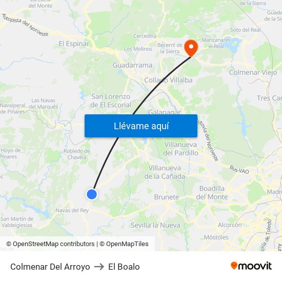 Colmenar Del Arroyo to El Boalo map
