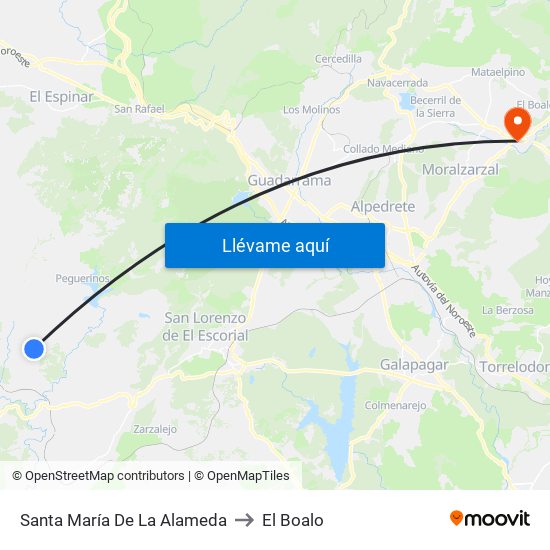 Santa María De La Alameda to El Boalo map