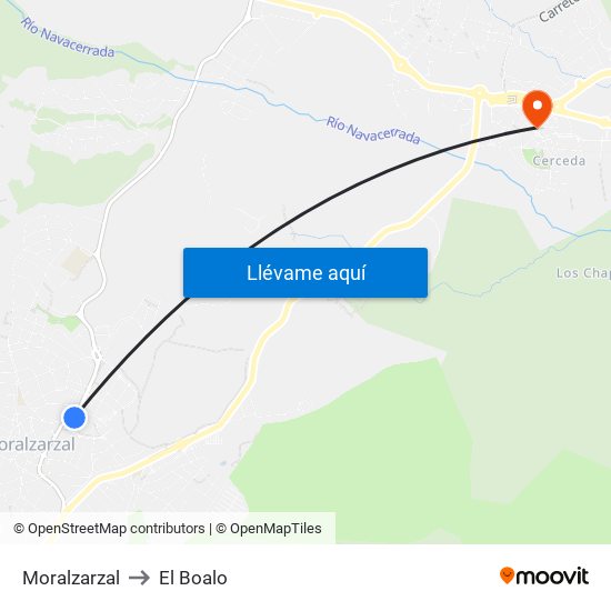 Moralzarzal to El Boalo map