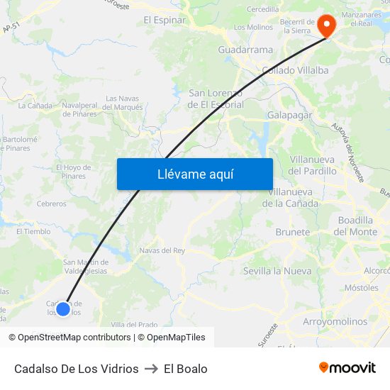 Cadalso De Los Vidrios to El Boalo map
