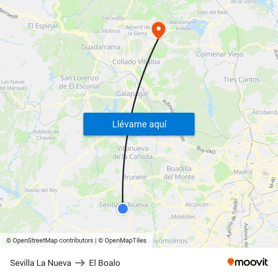 Sevilla La Nueva to El Boalo map