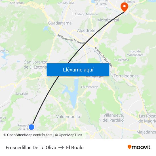 Fresnedillas De La Oliva to El Boalo map