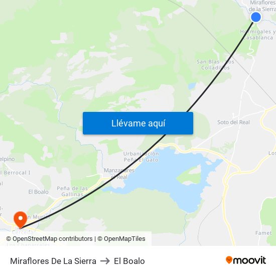 Miraflores De La Sierra to El Boalo map