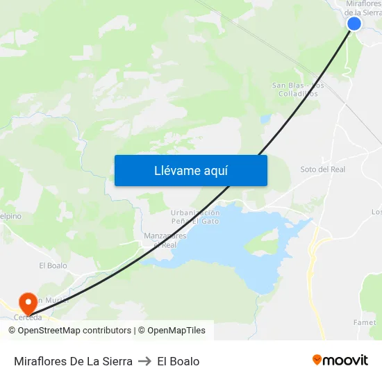 Miraflores De La Sierra to El Boalo map