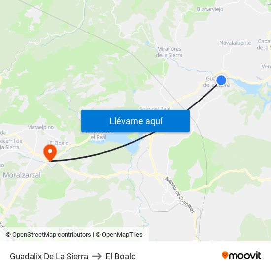 Guadalix De La Sierra to El Boalo map
