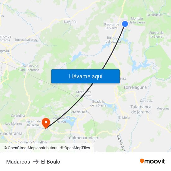 Madarcos to El Boalo map