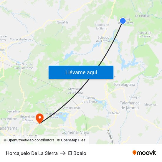 Horcajuelo De La Sierra to El Boalo map