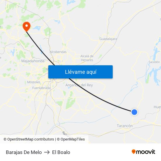 Barajas De Melo to El Boalo map