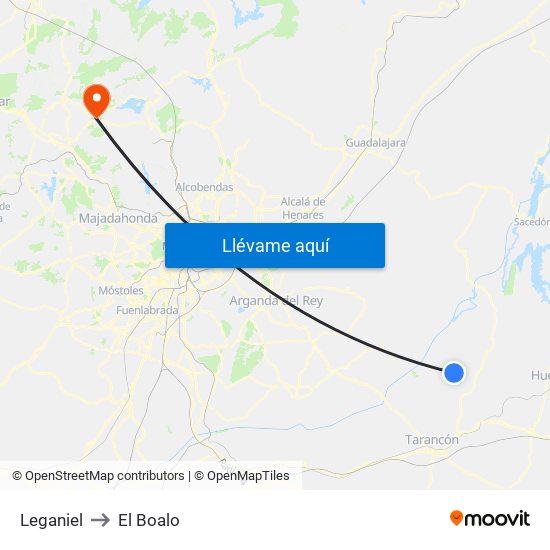 Leganiel to El Boalo map