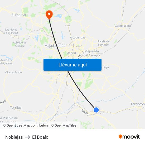 Noblejas to El Boalo map