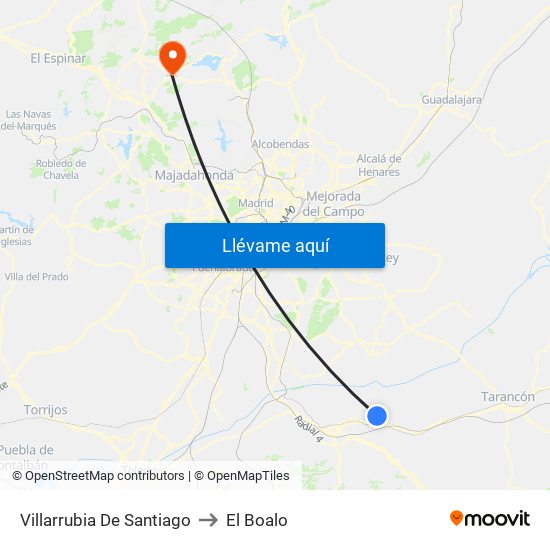 Villarrubia De Santiago to El Boalo map