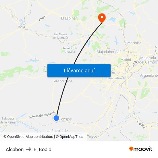 Alcabón to El Boalo map