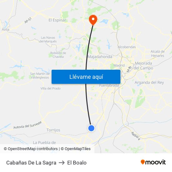 Cabañas De La Sagra to El Boalo map