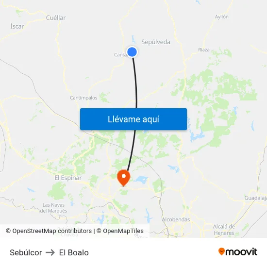 Sebúlcor to El Boalo map