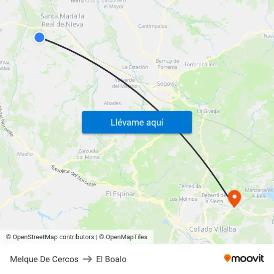 Melque De Cercos to El Boalo map