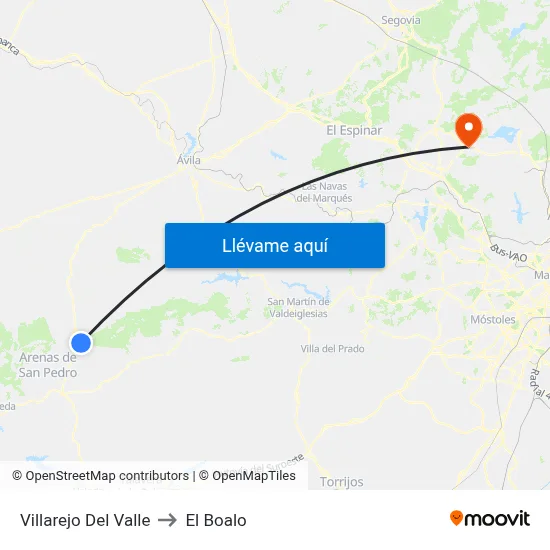 Villarejo Del Valle to El Boalo map