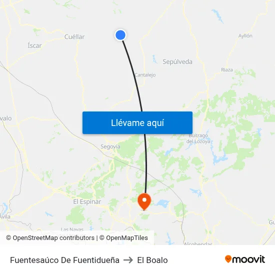 Fuentesaúco De Fuentidueña to El Boalo map