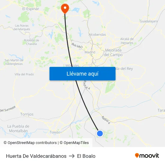 Huerta De Valdecarábanos to El Boalo map