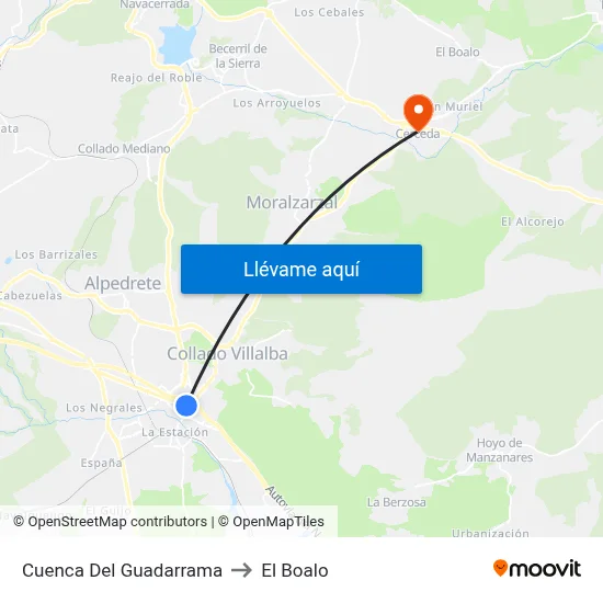 Cuenca Del Guadarrama to El Boalo map