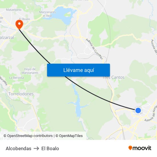 Alcobendas to El Boalo map