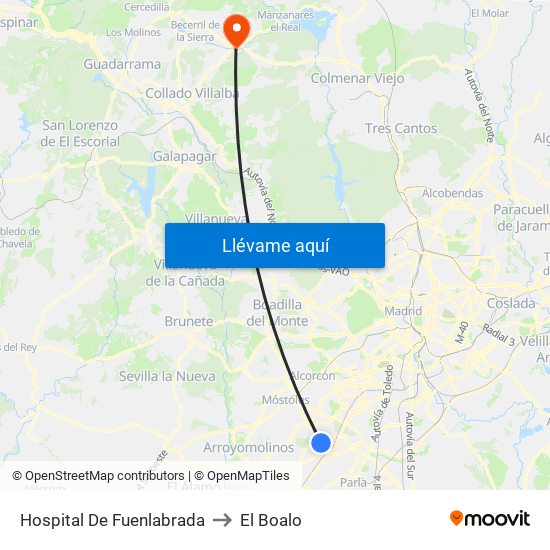 Hospital De Fuenlabrada to El Boalo map