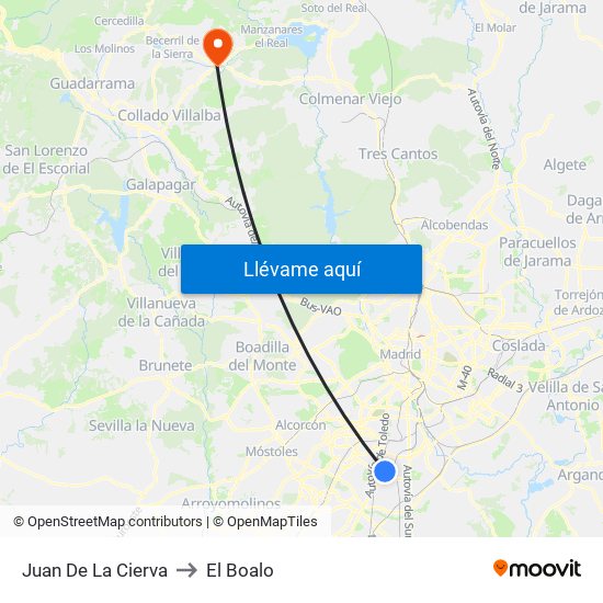 Juan De La Cierva to El Boalo map