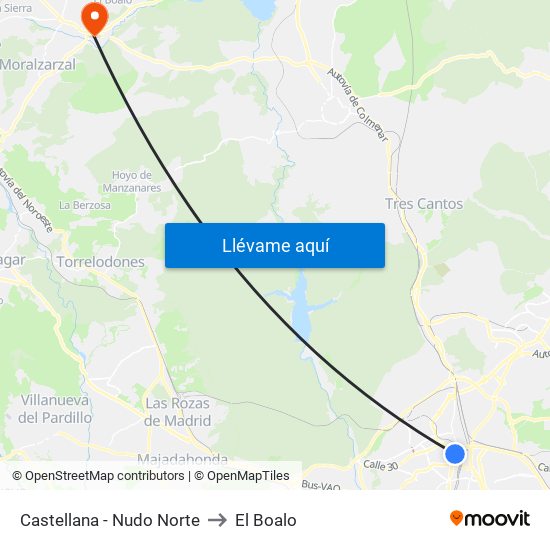 Castellana - Nudo Norte to El Boalo map