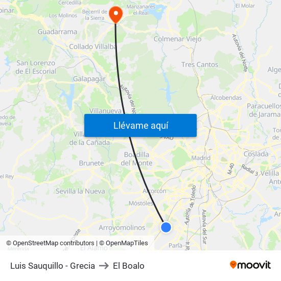 Luis Sauquillo - Grecia to El Boalo map