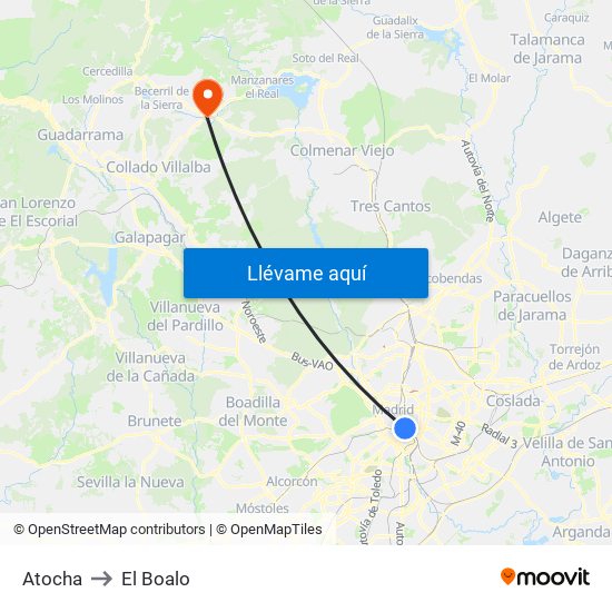 Atocha to El Boalo map