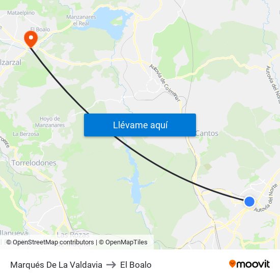 Marqués De La Valdavia to El Boalo map