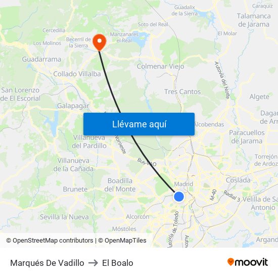 Marqués De Vadillo to El Boalo map