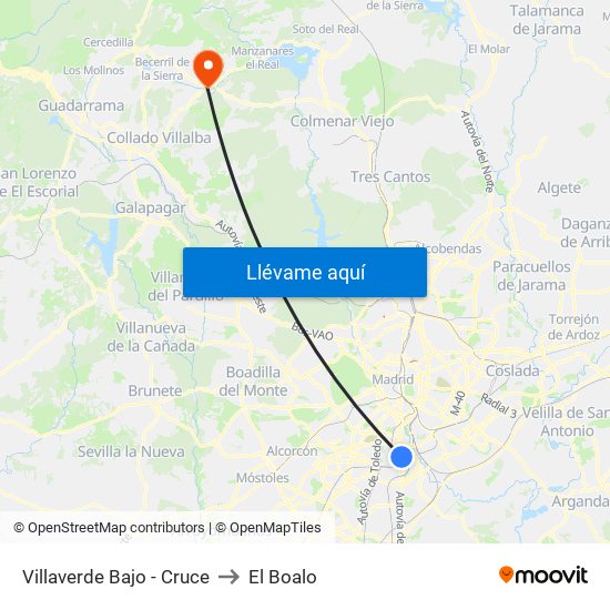 Villaverde Bajo - Cruce to El Boalo map