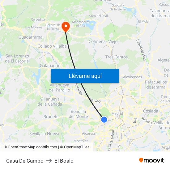 Casa De Campo to El Boalo map