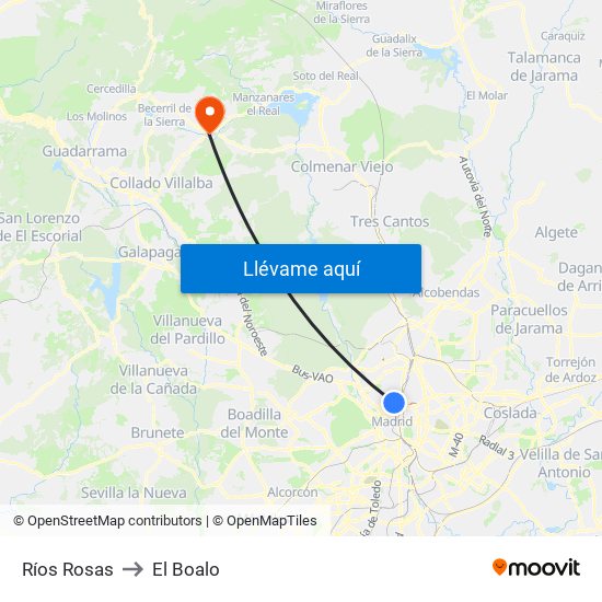 Ríos Rosas to El Boalo map