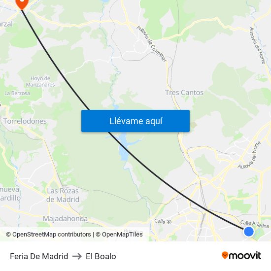 Feria De Madrid to El Boalo map